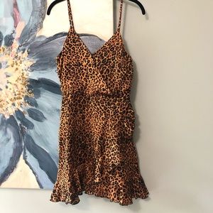 Leopard Print Faux Wrap Dress